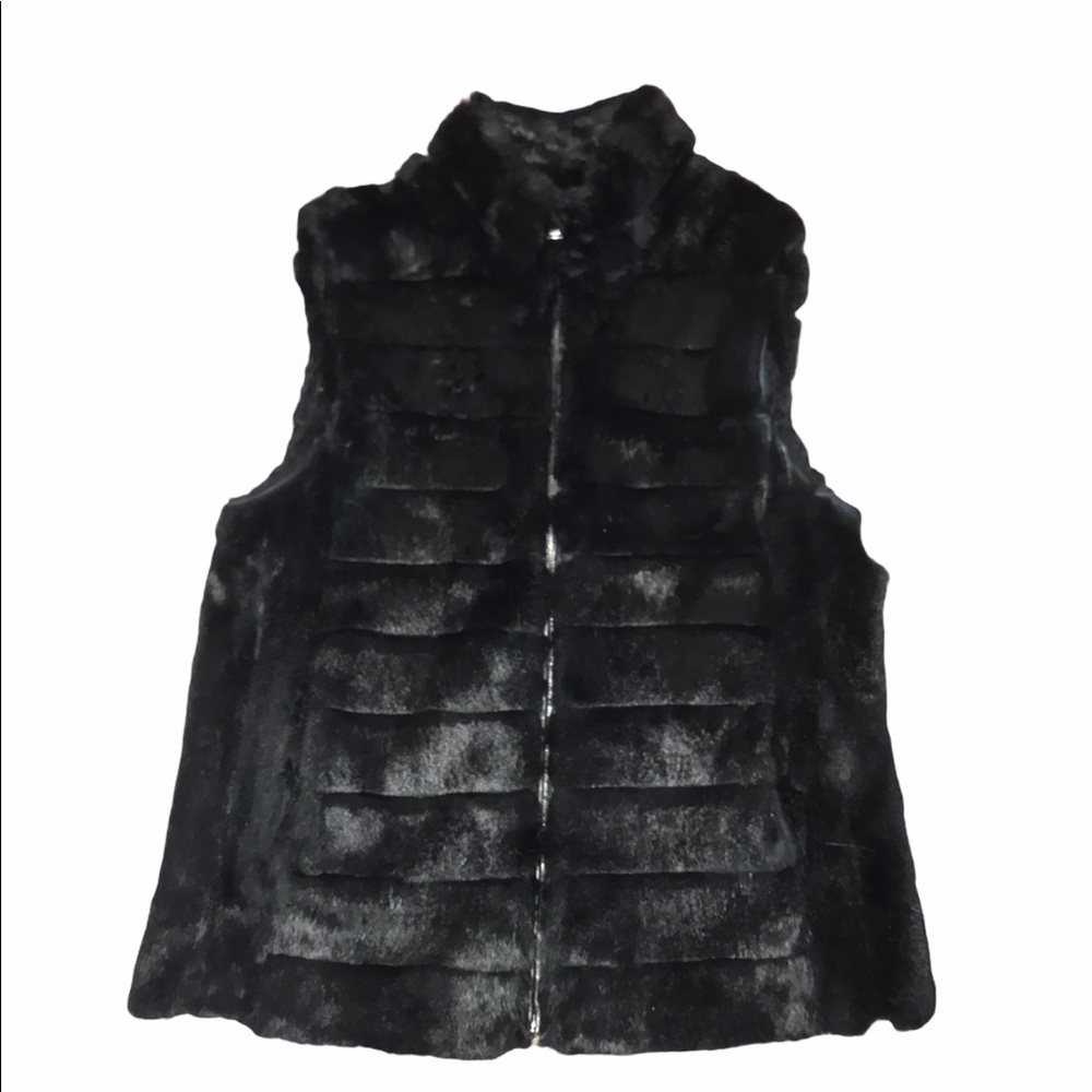 Adrienne Landau Authentic Real Black Fur Vest Sz L